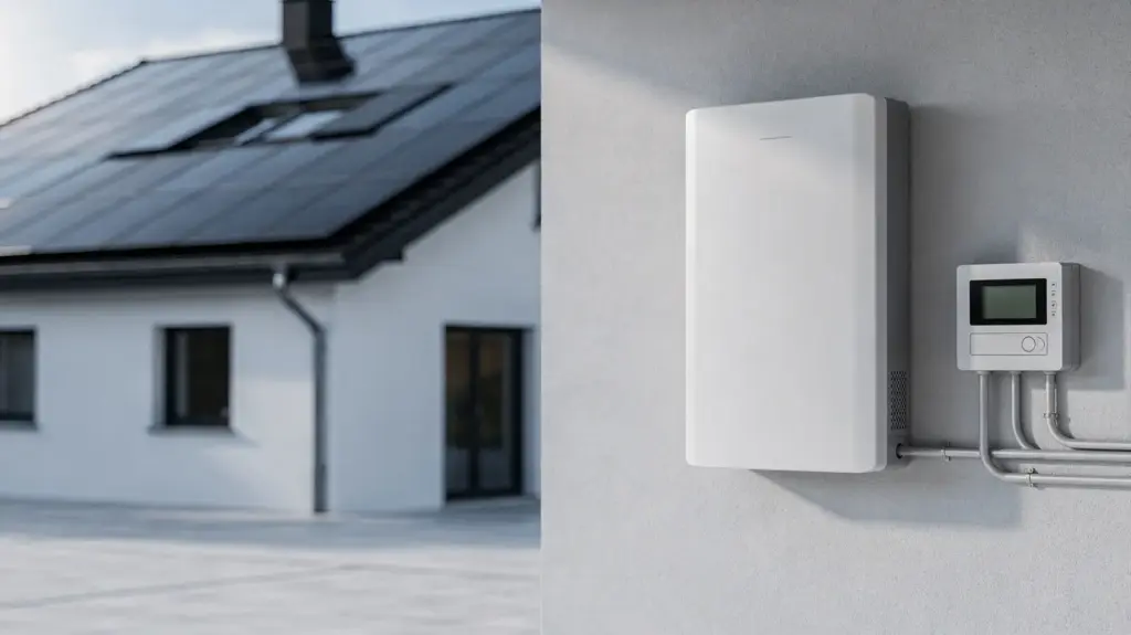 Amortisation Stromspeicher: Wann sich ein PV-Speicher rechnet PV-Anlage mit Stromspeicher und Energiemessgerät zur Amortisation von Stromspeichern
